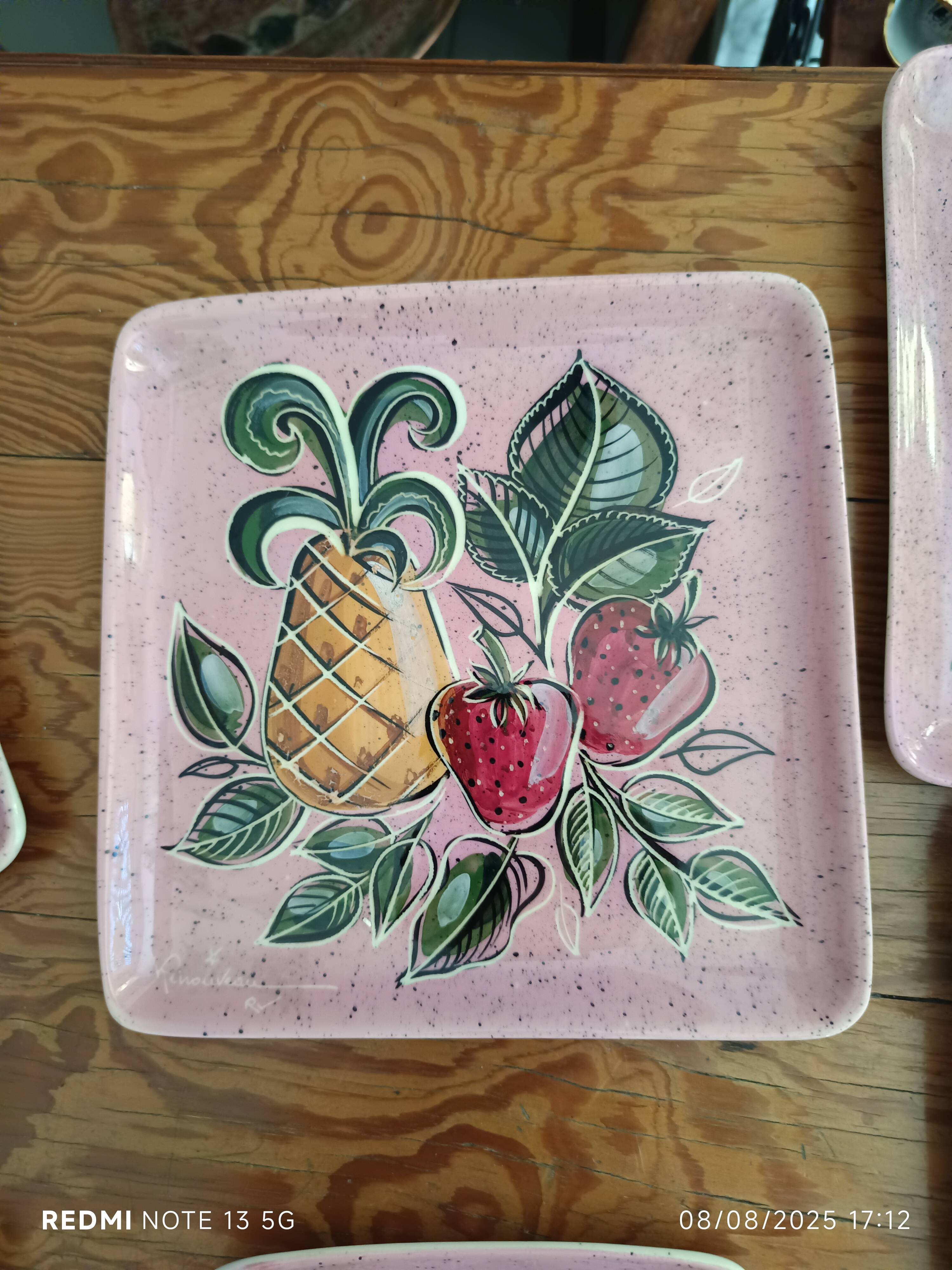 Set of 10 vintage enameled earthenware plates Renouveau Cagnes sur Mer