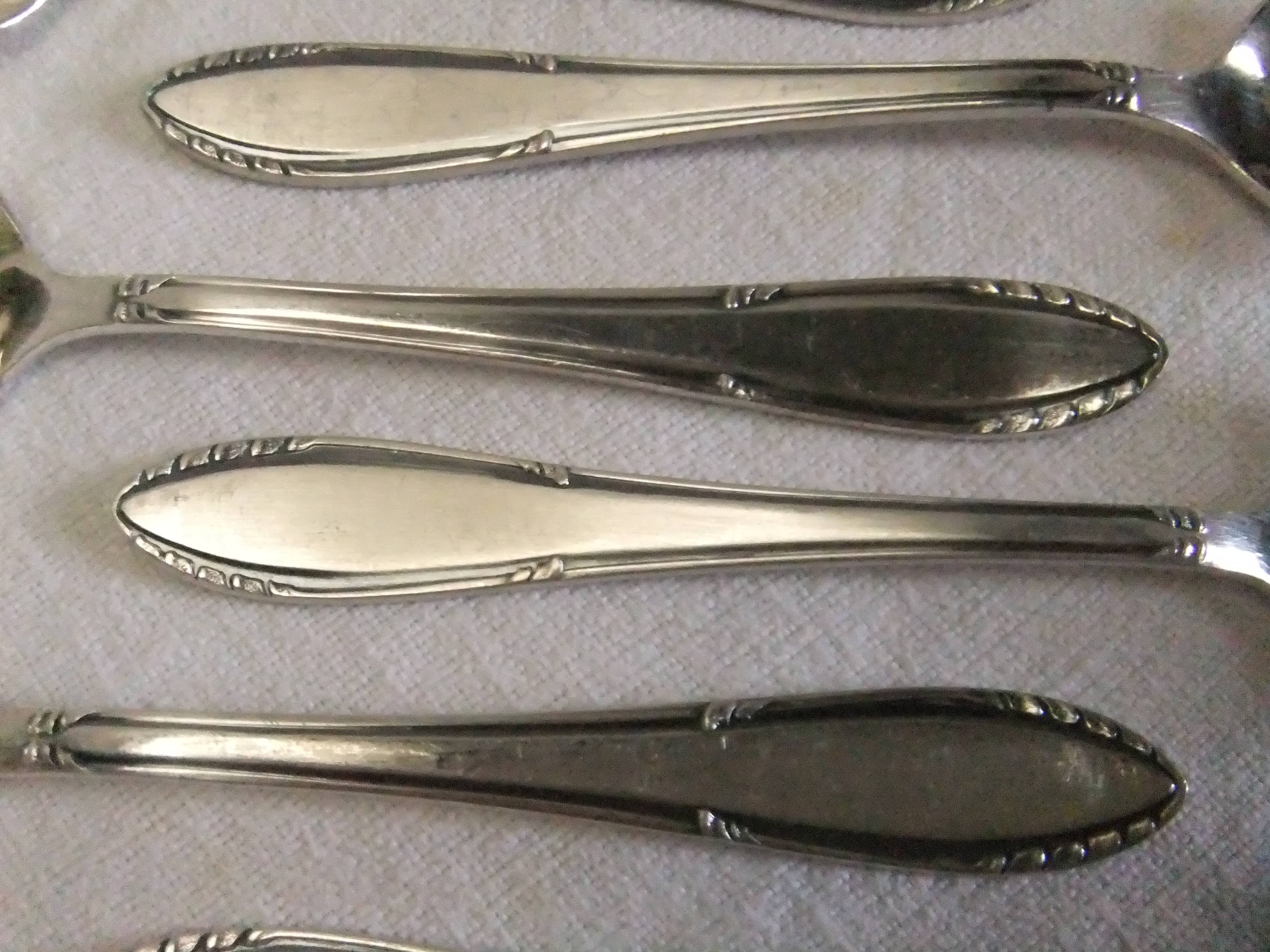 Small silver metal spoons RENEKA filet cutlery service goldsmithing