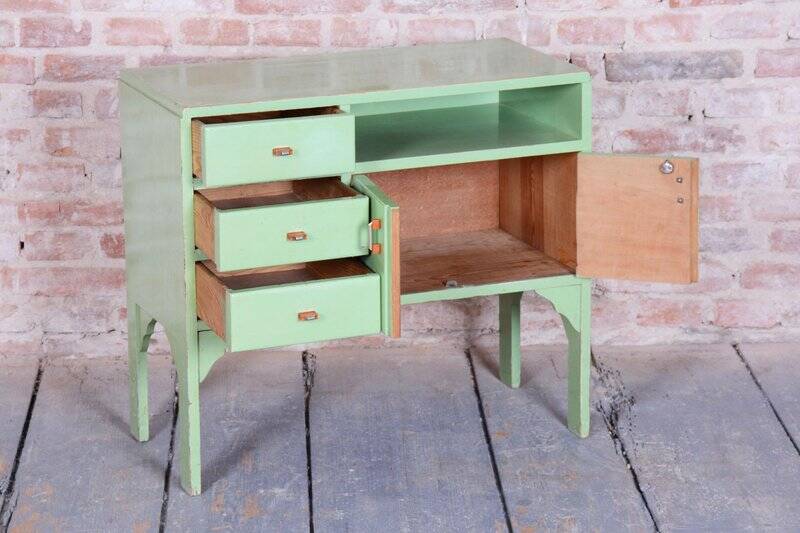 Art Deco Small Cabinet in Spruce & Paint, Czech, 1920s