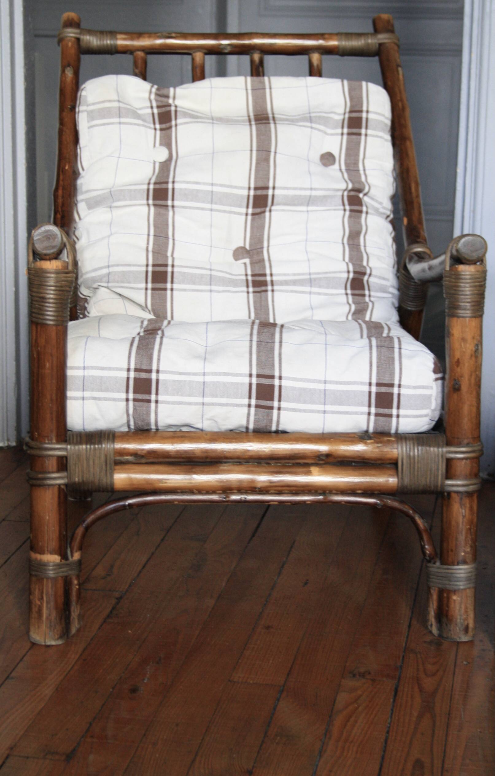 Vintage bamboo and rattan armchair