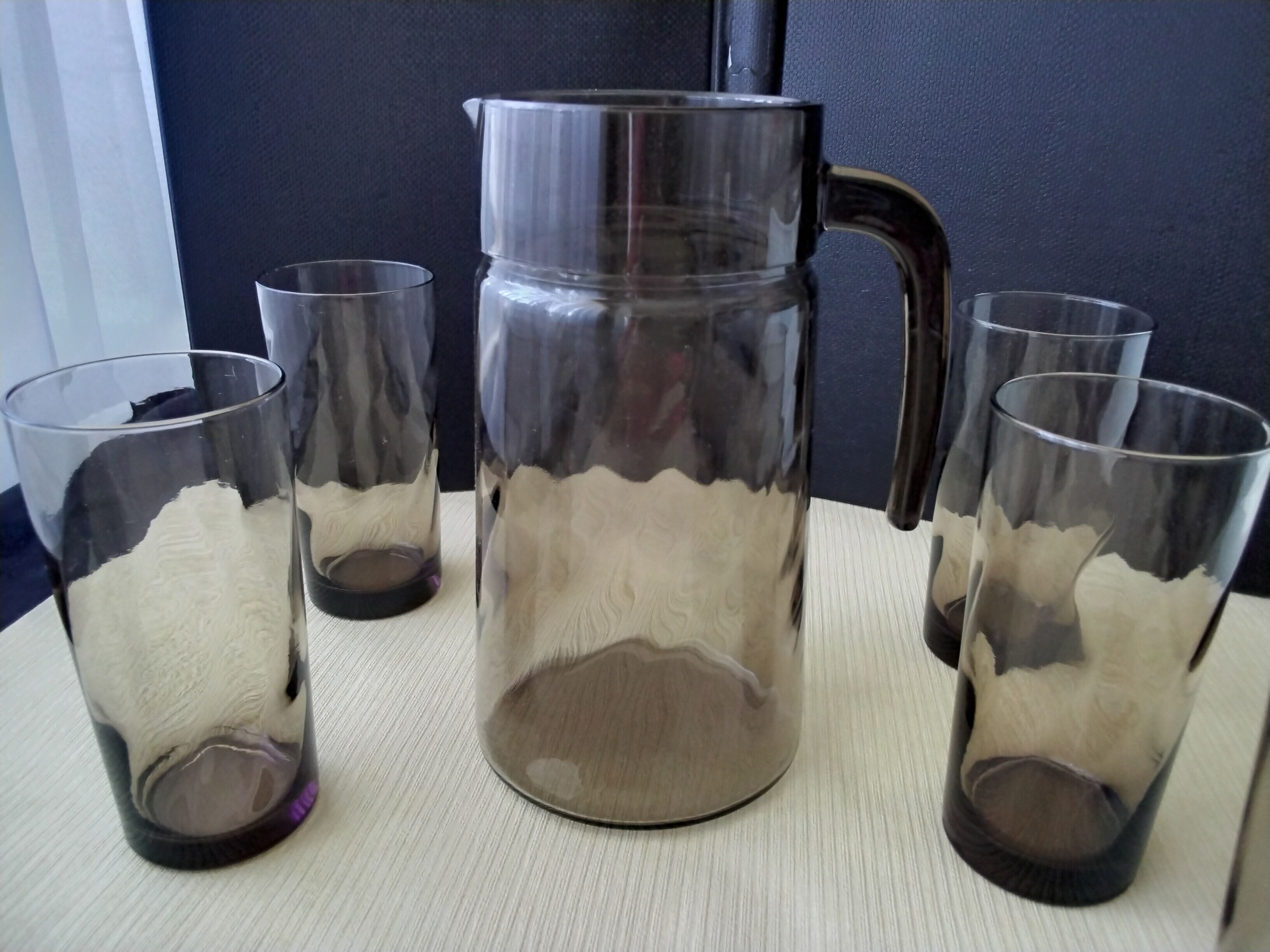 Luminarc vintage smoked glass orange juice set