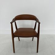 Teak Armchair in Brown Leather by Th. Harlev, 1960s
