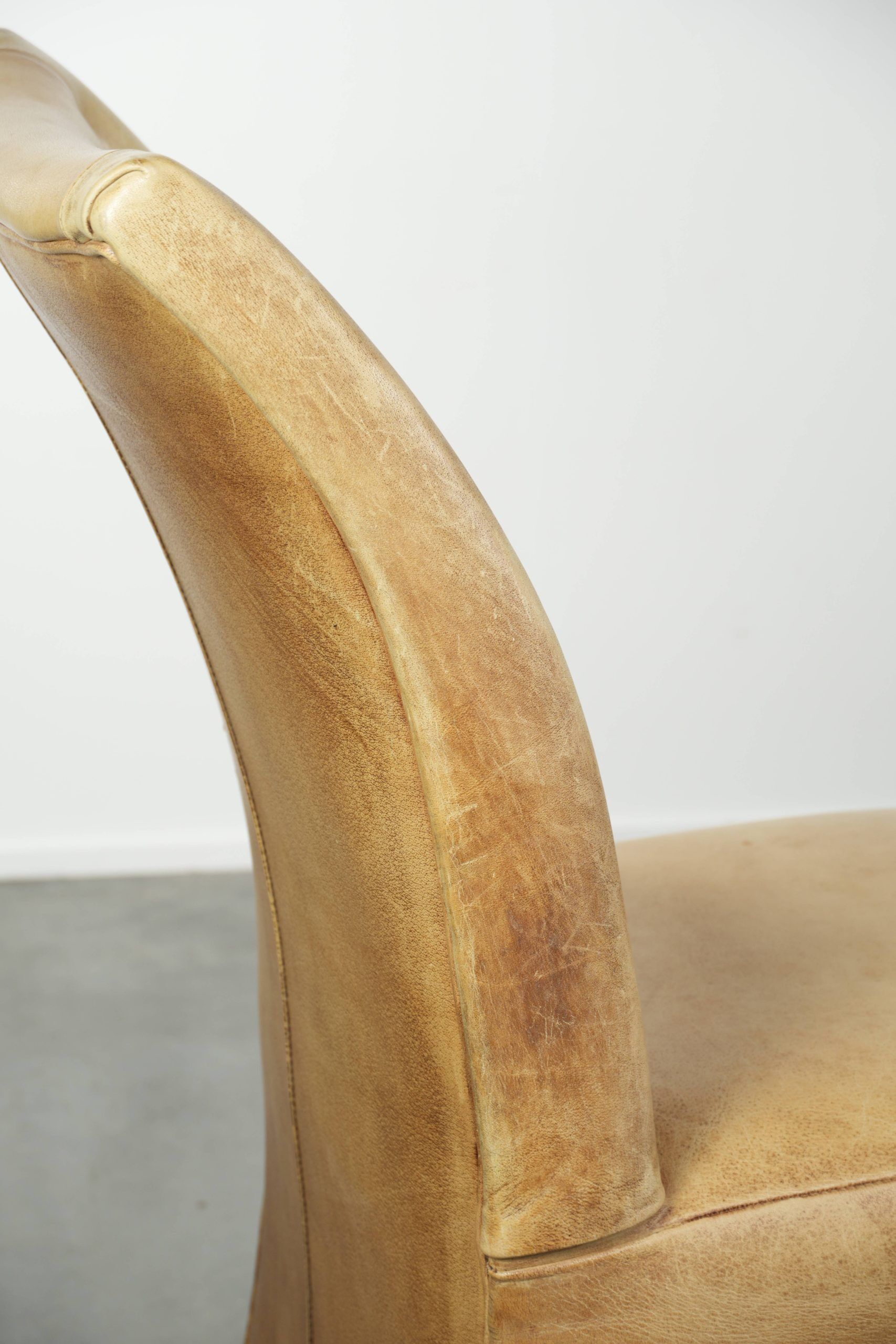 Set of six cowhide dining chairs with a comfortable seat and high back