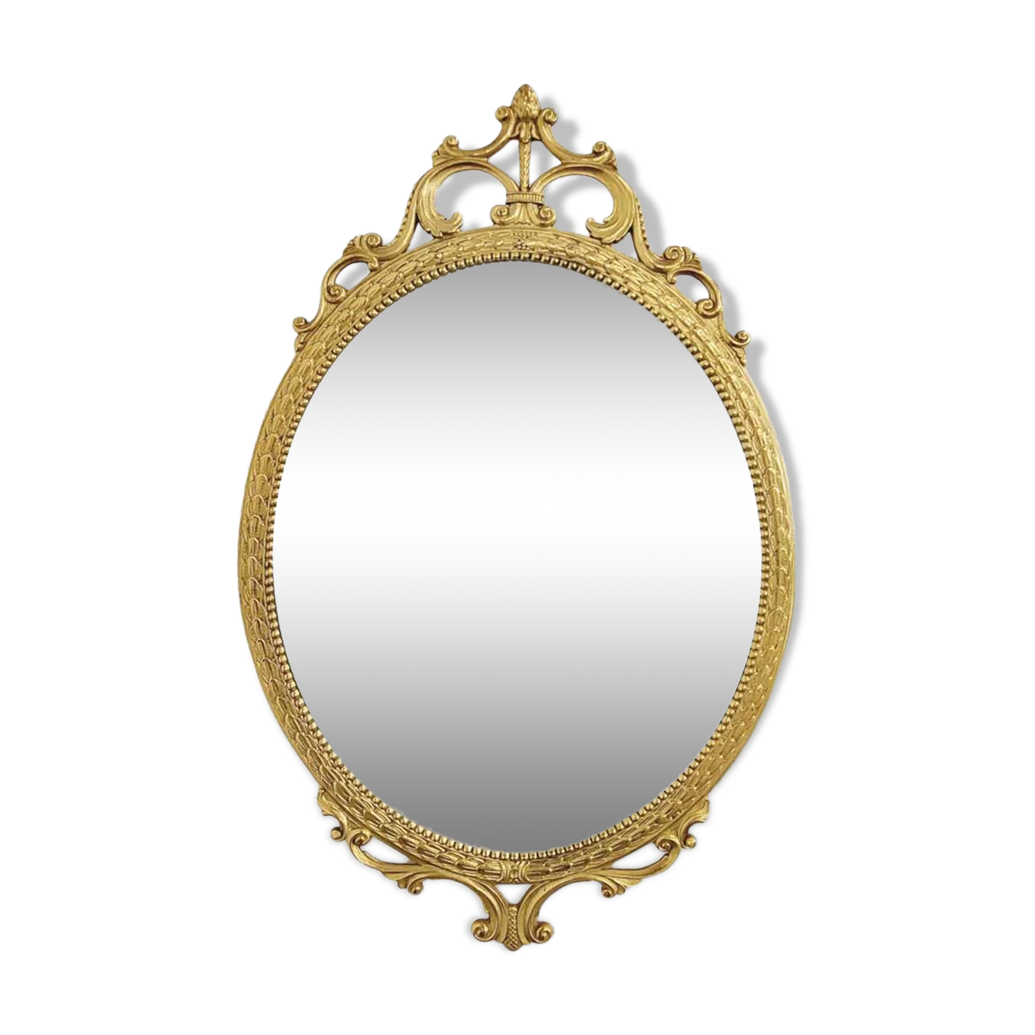 Italian oval brass medallion mirror