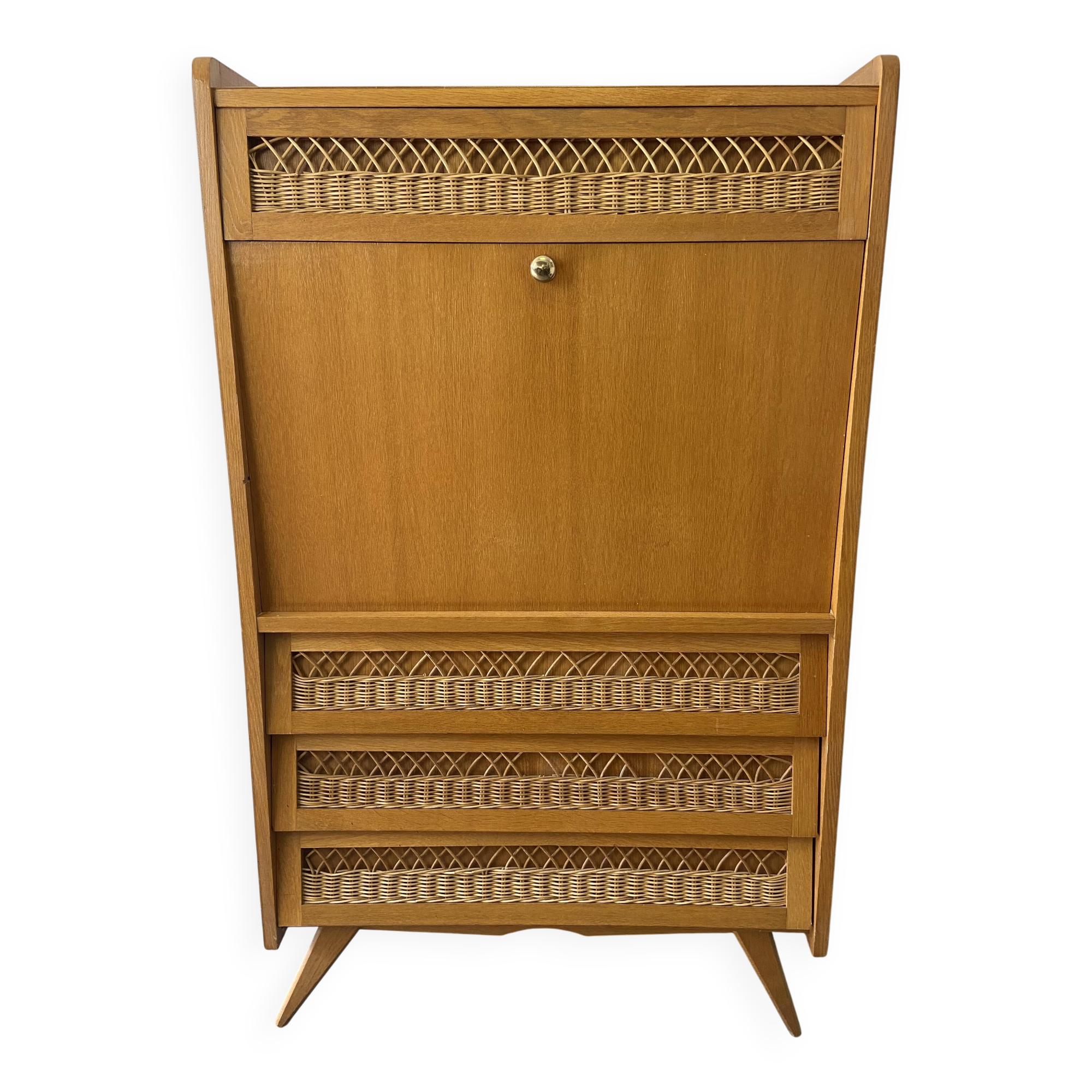 Vintage wood/wicker secretary