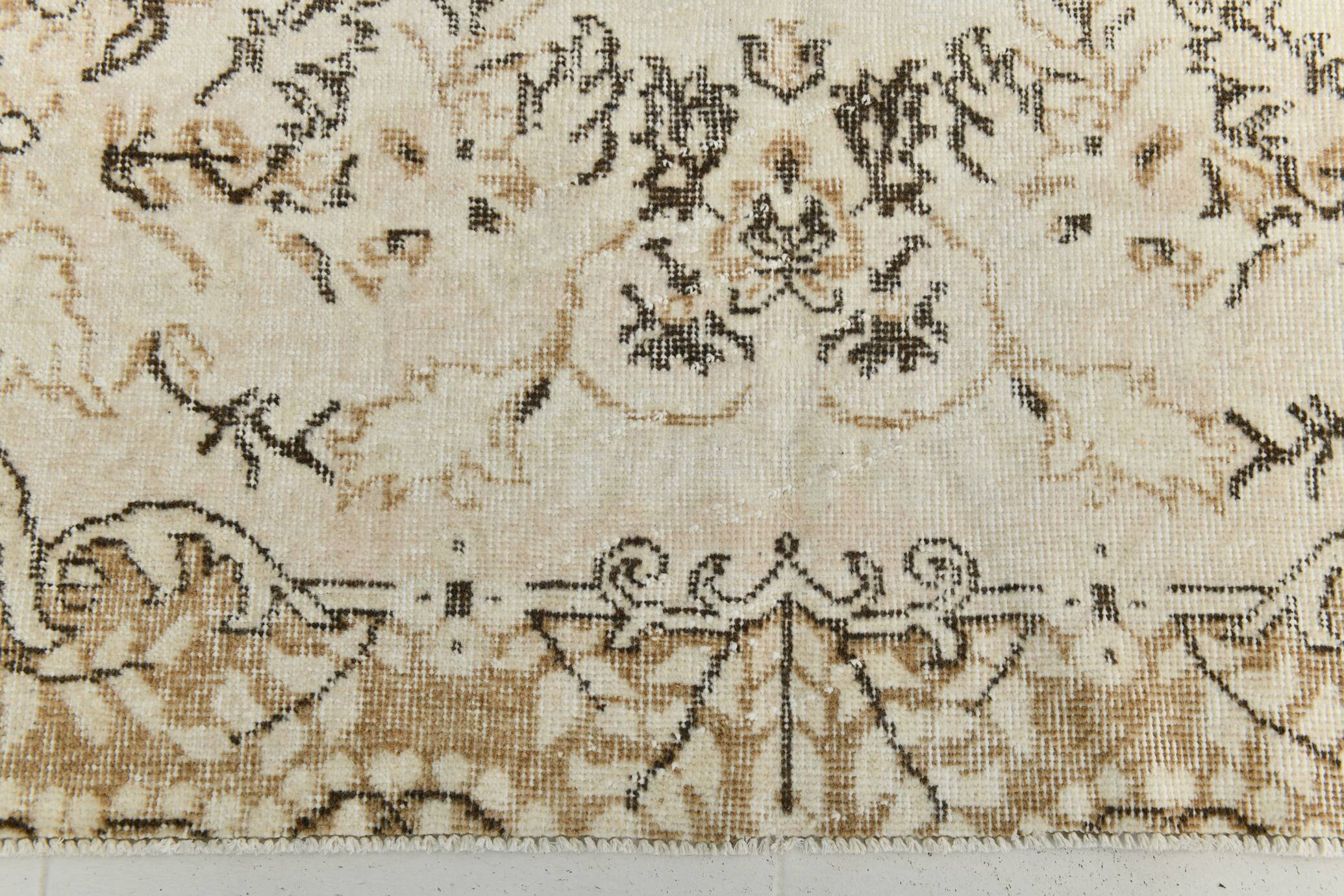 All-Over Floral Pattern Beige Brown Turkish Rug, 166x285Cm