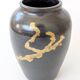 Vintage ceramic vase, black and gold, Japandi style