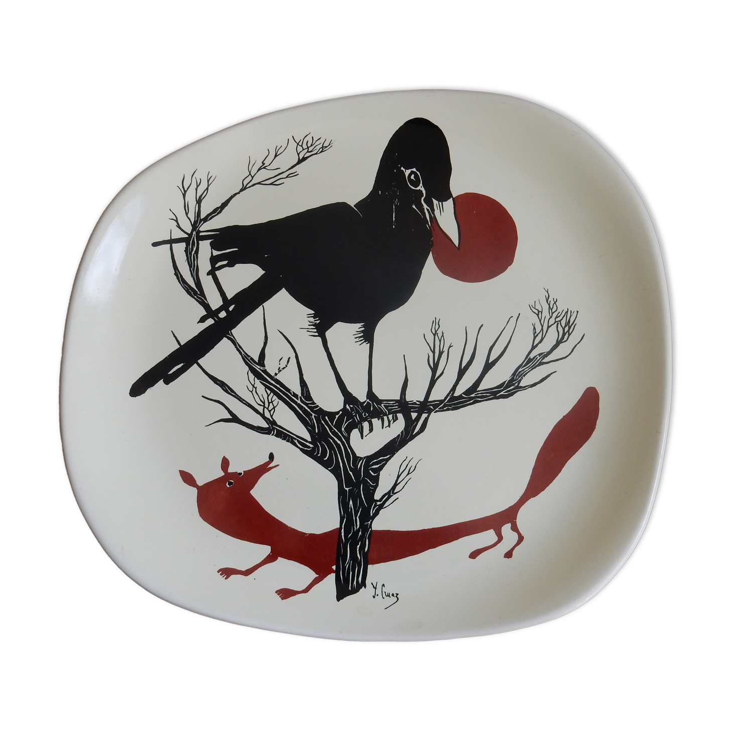Decorative plate The raven and the fox Salins France