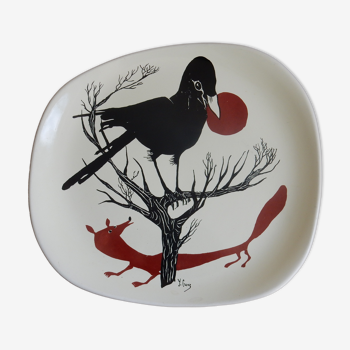 Decorative plate The raven and the fox Salins France