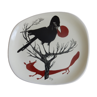 Decorative plate The raven and the fox Salins France