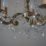 Bronze chandelier and crystal pendants – 5 lights