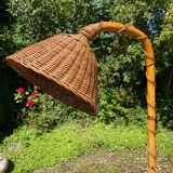 Louis Sognot floor lamp from the 50s in rattan