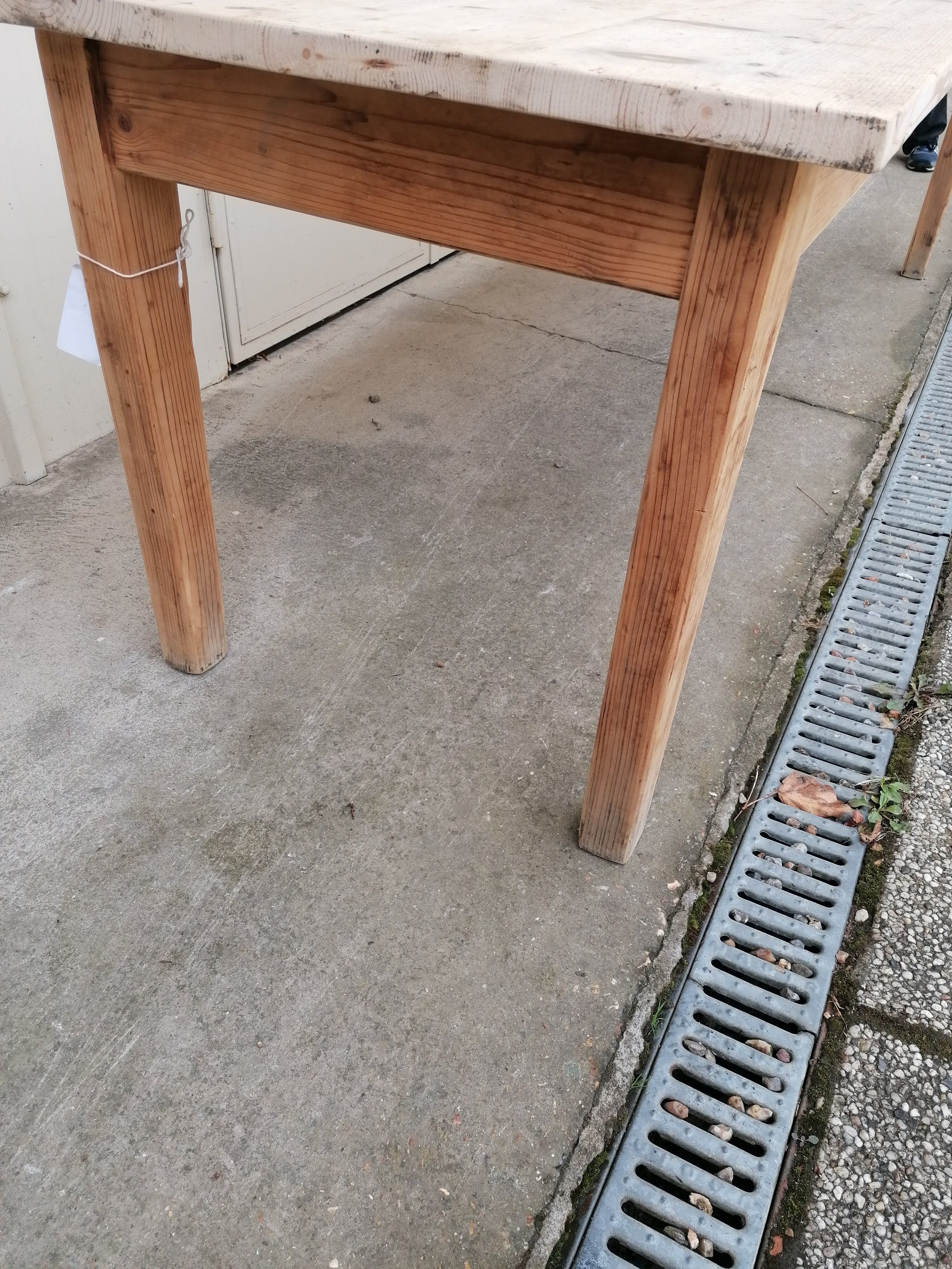 Large vintage wooden farmhouse table, 2.45m, 8 people