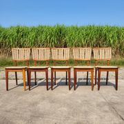 Set 6 vintage Dutch Design chair Mart Stam a2-1 wood rush rustic 1947
