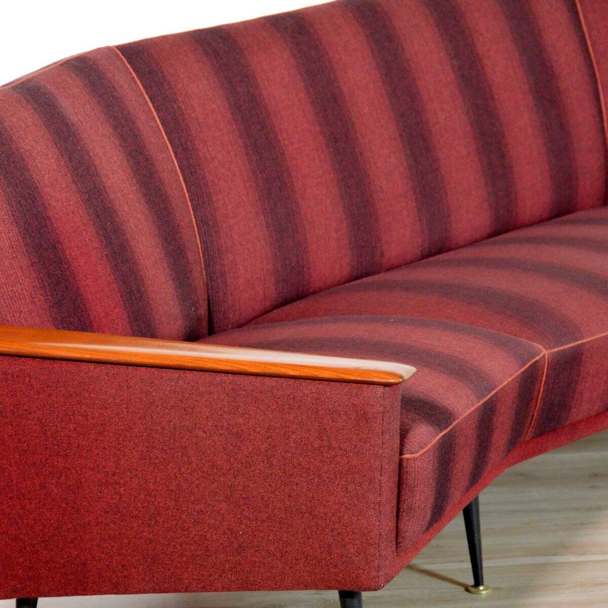 Rare curved vintage teak canapé 1950s / Decor series Deutschland 83