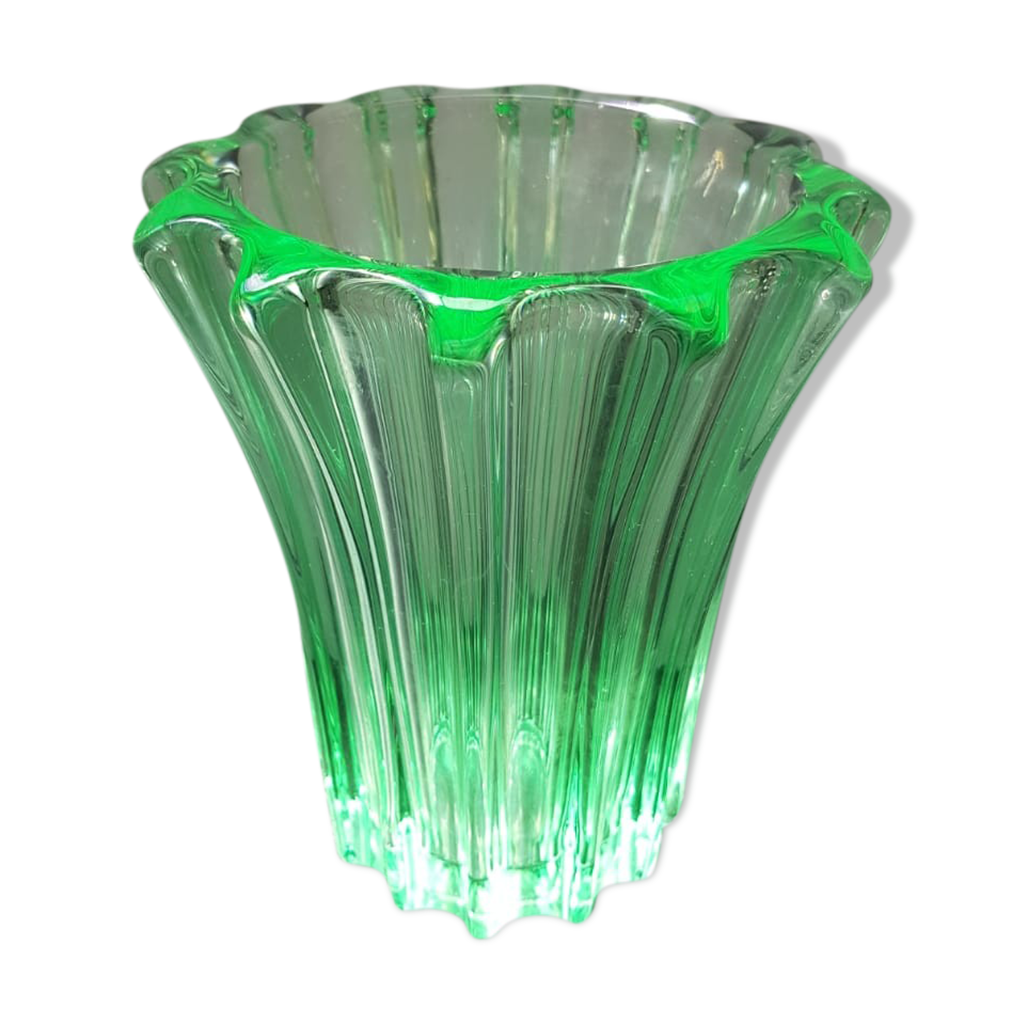 Ancien vase p d'avesn verre vert uranium made in france vintage | Selency