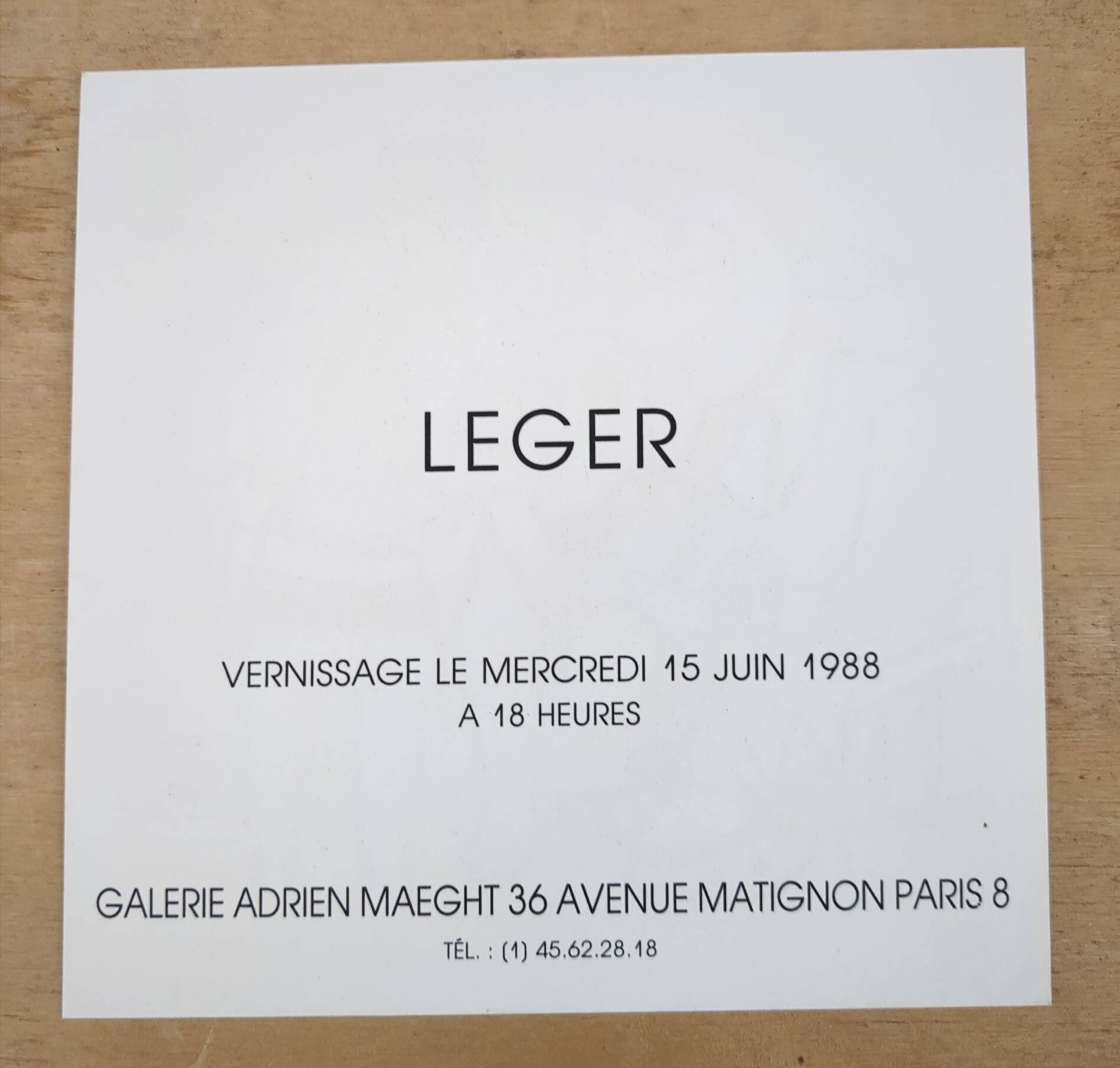 Card invitation exhibition Fernand Léger - 1988 - Galerie Maeght