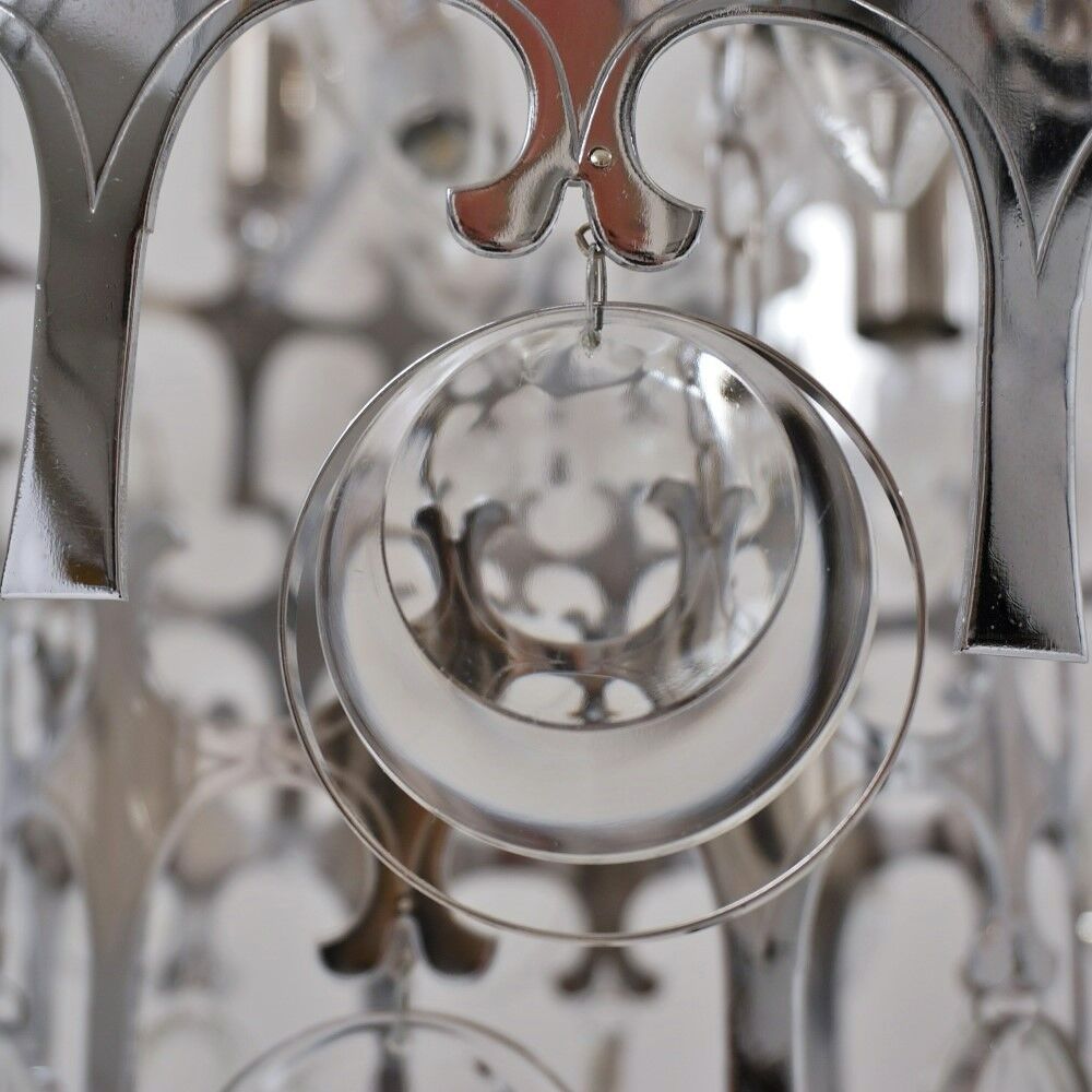 Sciolari chandelier `Ovali` 12 lights, silver with optical crystals, 1970`s ca, Italian, Rewired