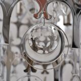 Sciolari chandelier `Ovali` 12 lights, silver with optical crystals, 1970`s ca, Italian, Rewired