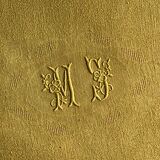 Old linen tablecloth and evening tinted in vermeil