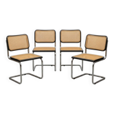 Lot de 4 chaises Cesca B32 noires Marcel Breuer Italie années 80