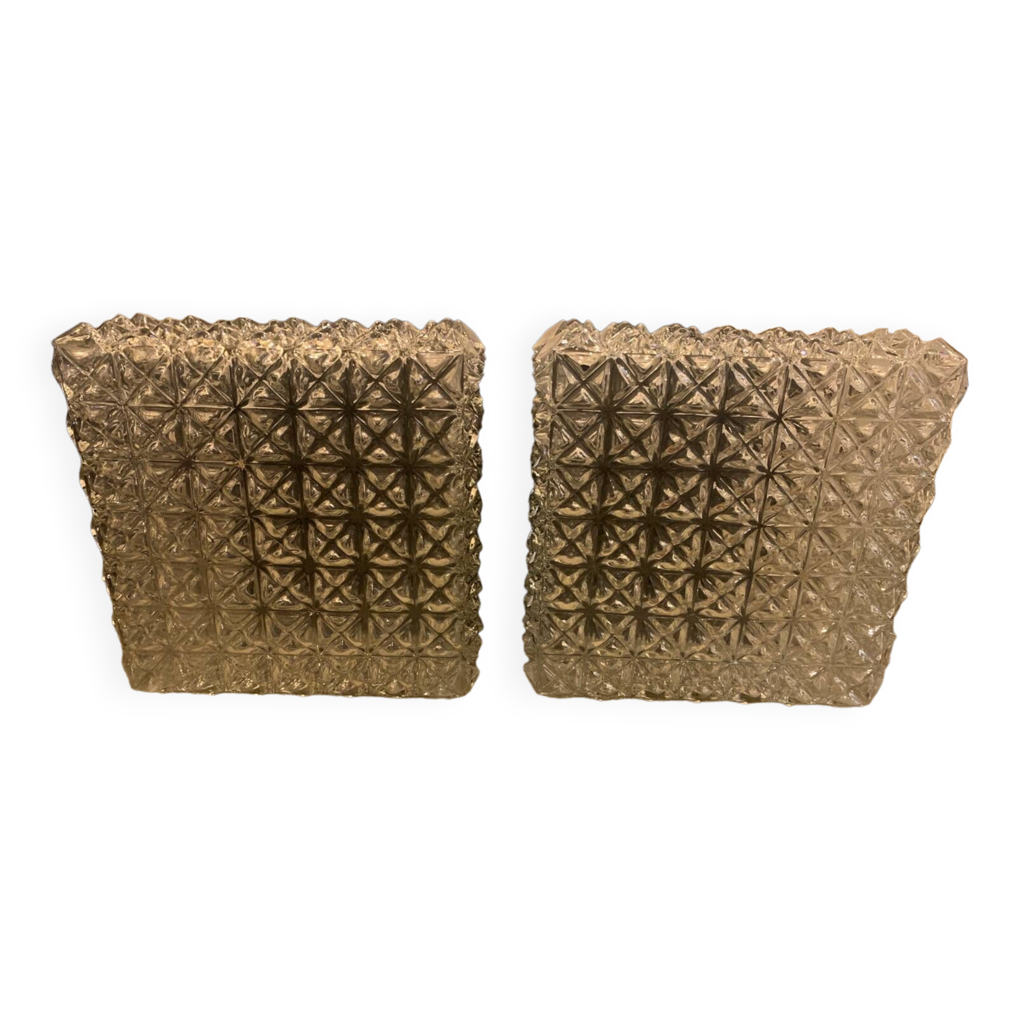 Ceiling light, square wall light in chiseled glass