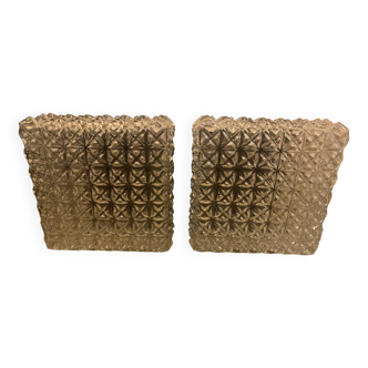 Ceiling light, square wall light in chiseled glass