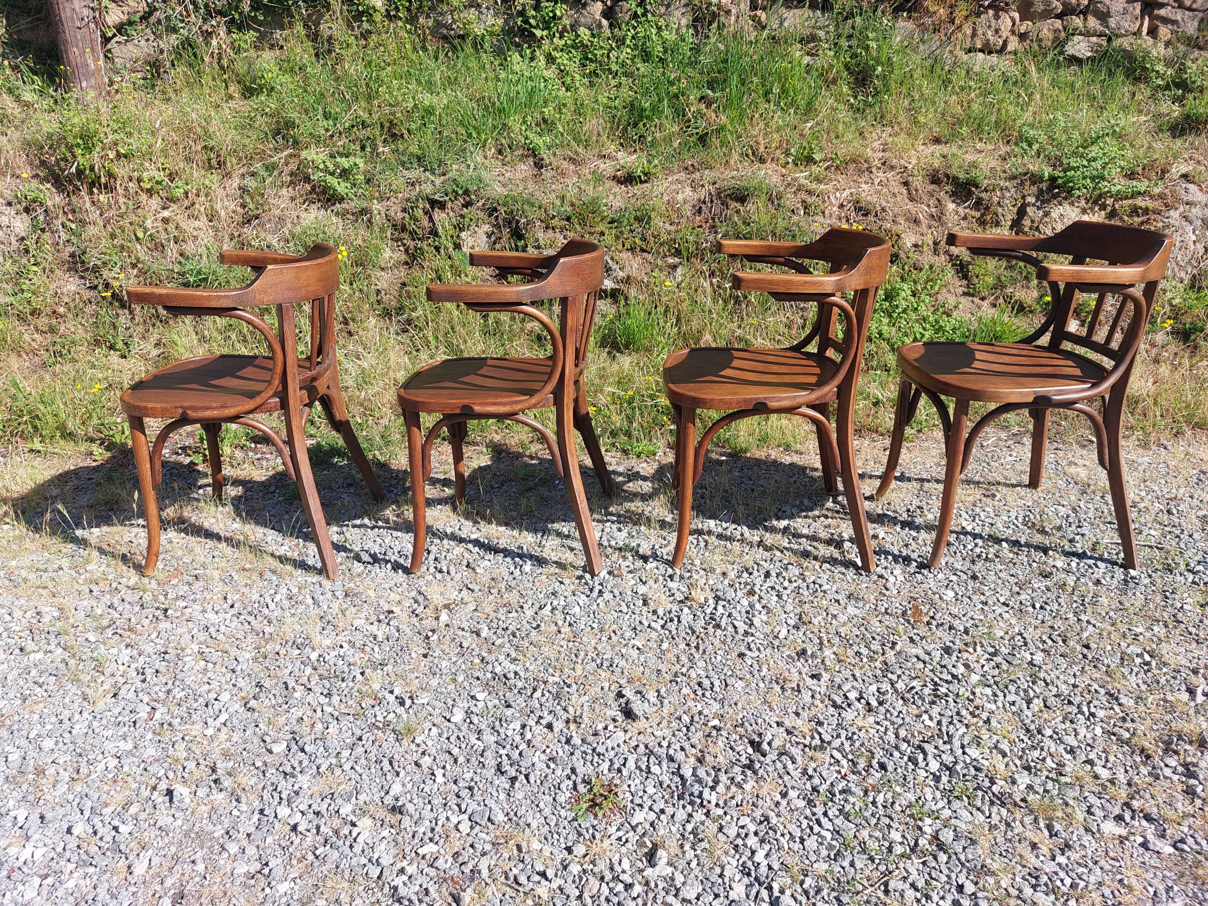 4 fauteuils Baumann en bois courbé