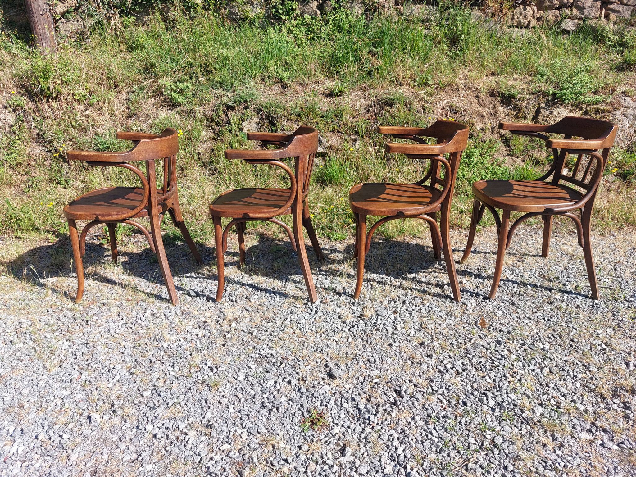 4 fauteuils Baumann en bois courbé