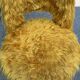 Old mustard furry armchair