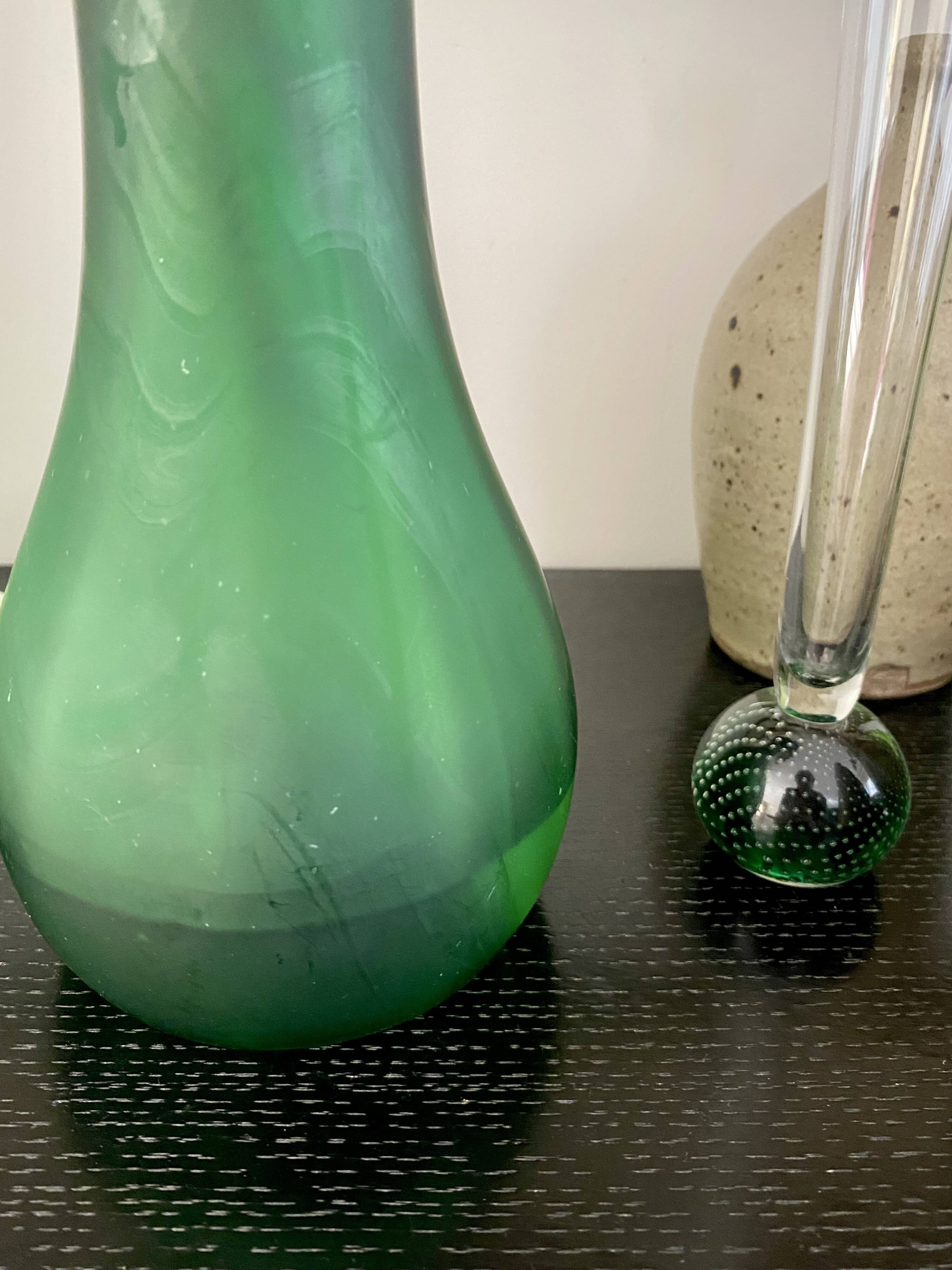 Green glass vase