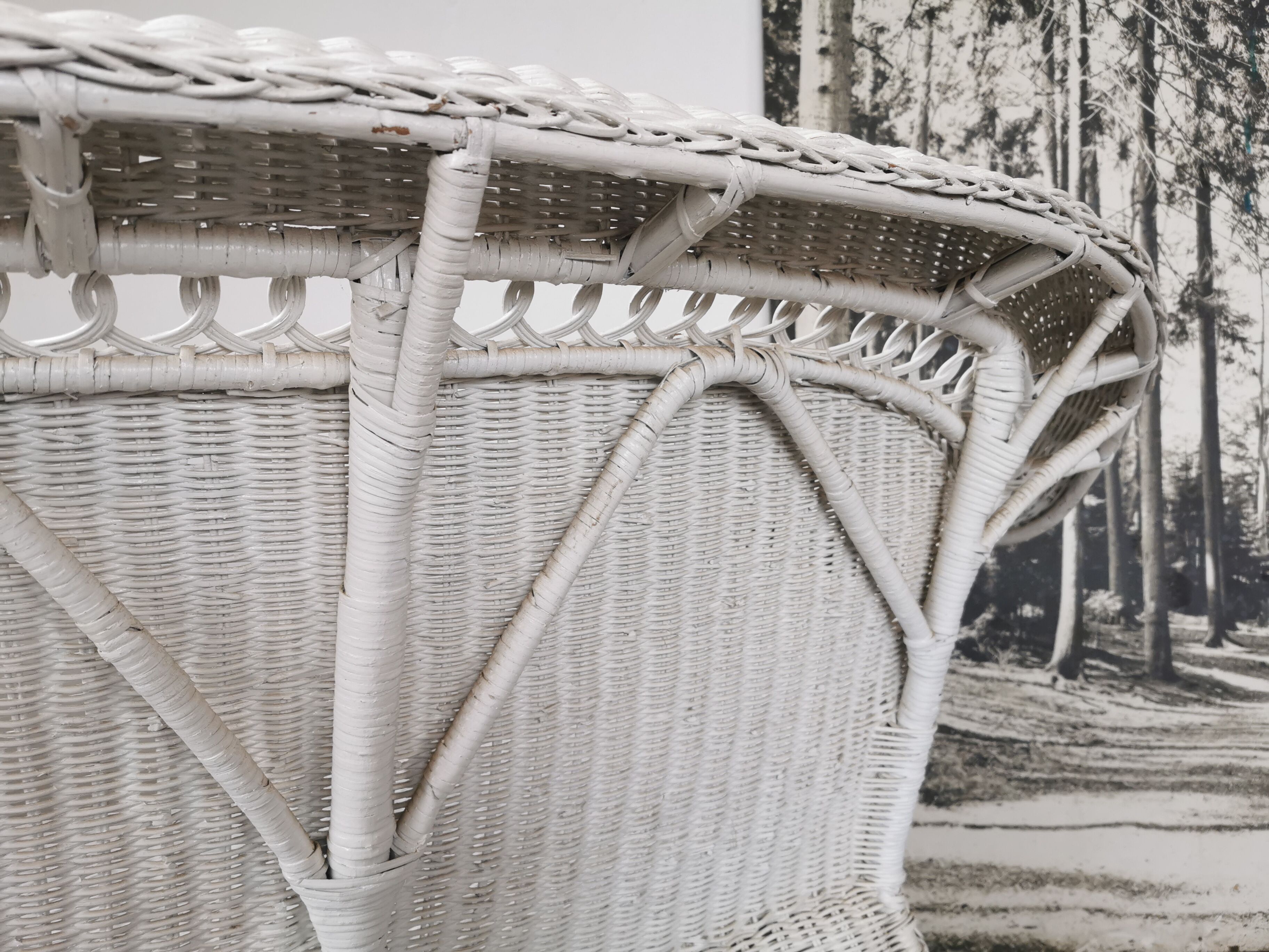 Banquette en rotin blanc