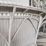 White rattan bench