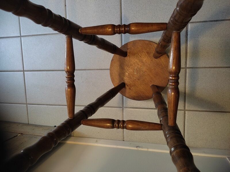 Patinated wooden bar top stool round seat