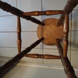 Patinated wooden bar top stool round seat