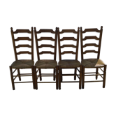 Ensemble de 4 chaises à hauts dossiers en chêne