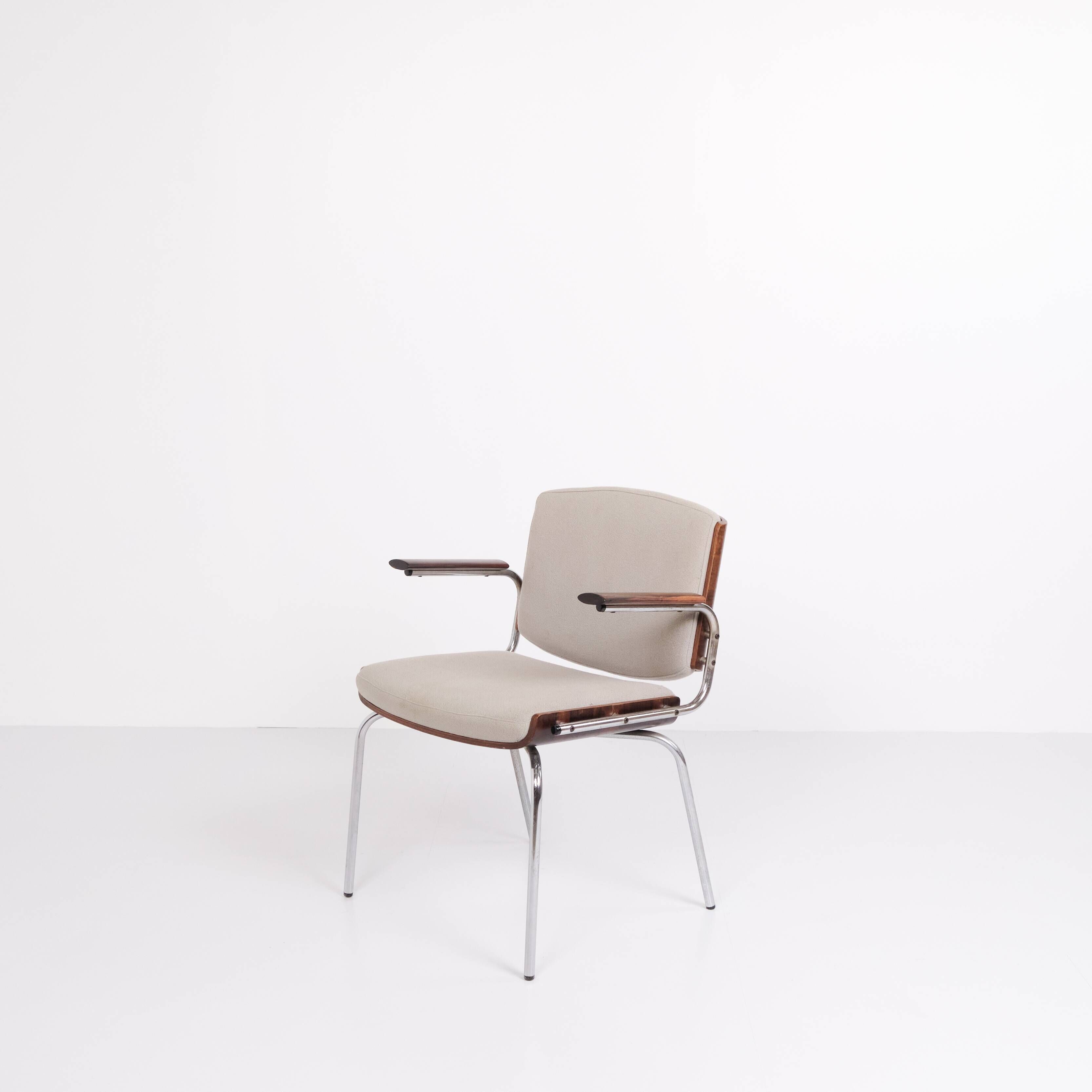 Conference chair – Rosewood & light grey fabric – Duba – 1960s