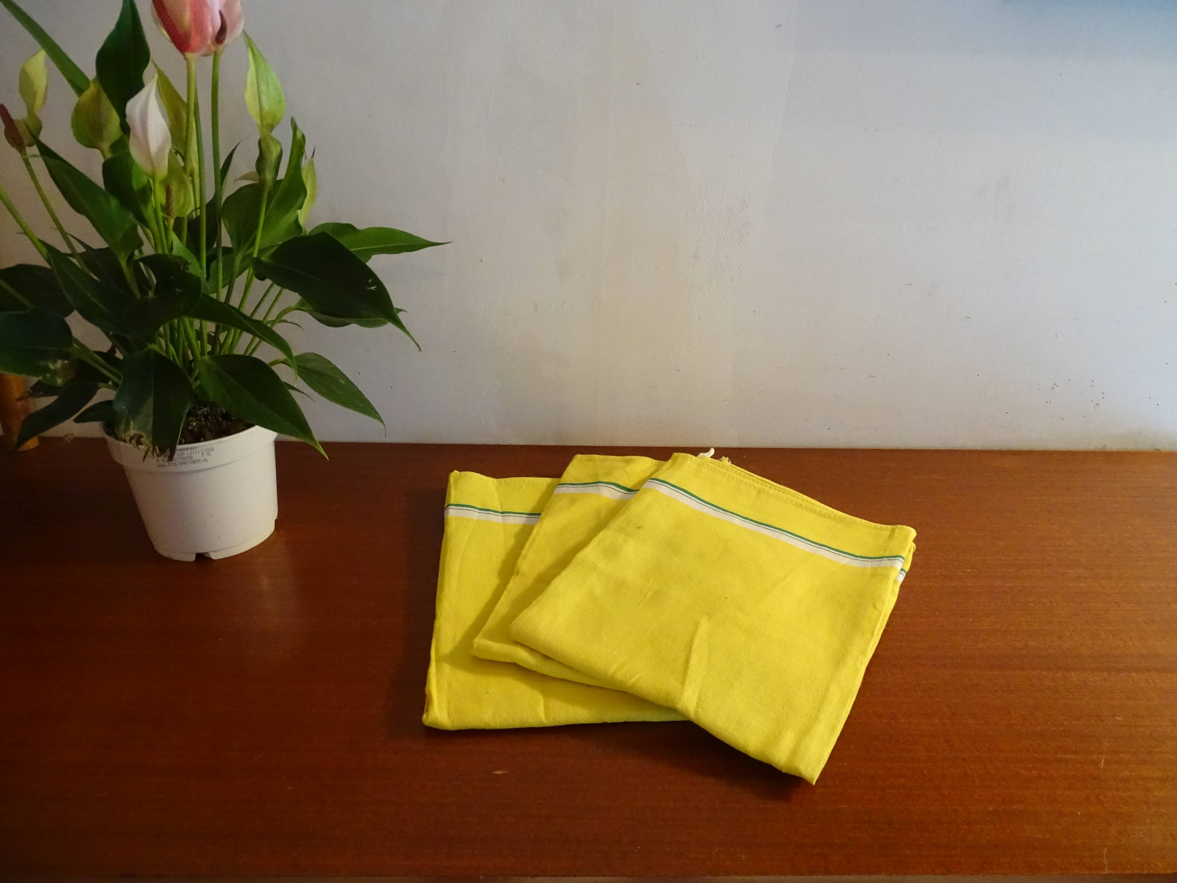 3 old linen tea towels 75 x 55