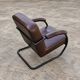 2 x dark brown / bordeaux red / weighty leather club chairs / 1980s