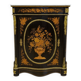 Boulle furniture with a curved shape from the Napoleonic III era in lacquered wood and marquetry.