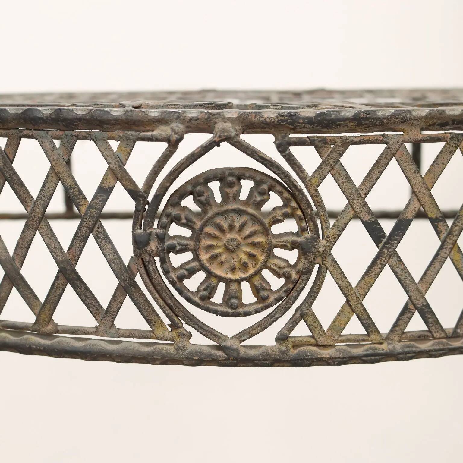 Old iron console painted with tin decorations, 20th century.