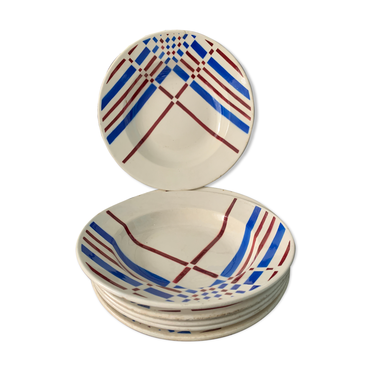 6 assiettes creuses aux couleurs basques, KG Lunéville, 1930