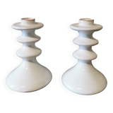 Pair of artisanal ceramic candlesticks Morocco