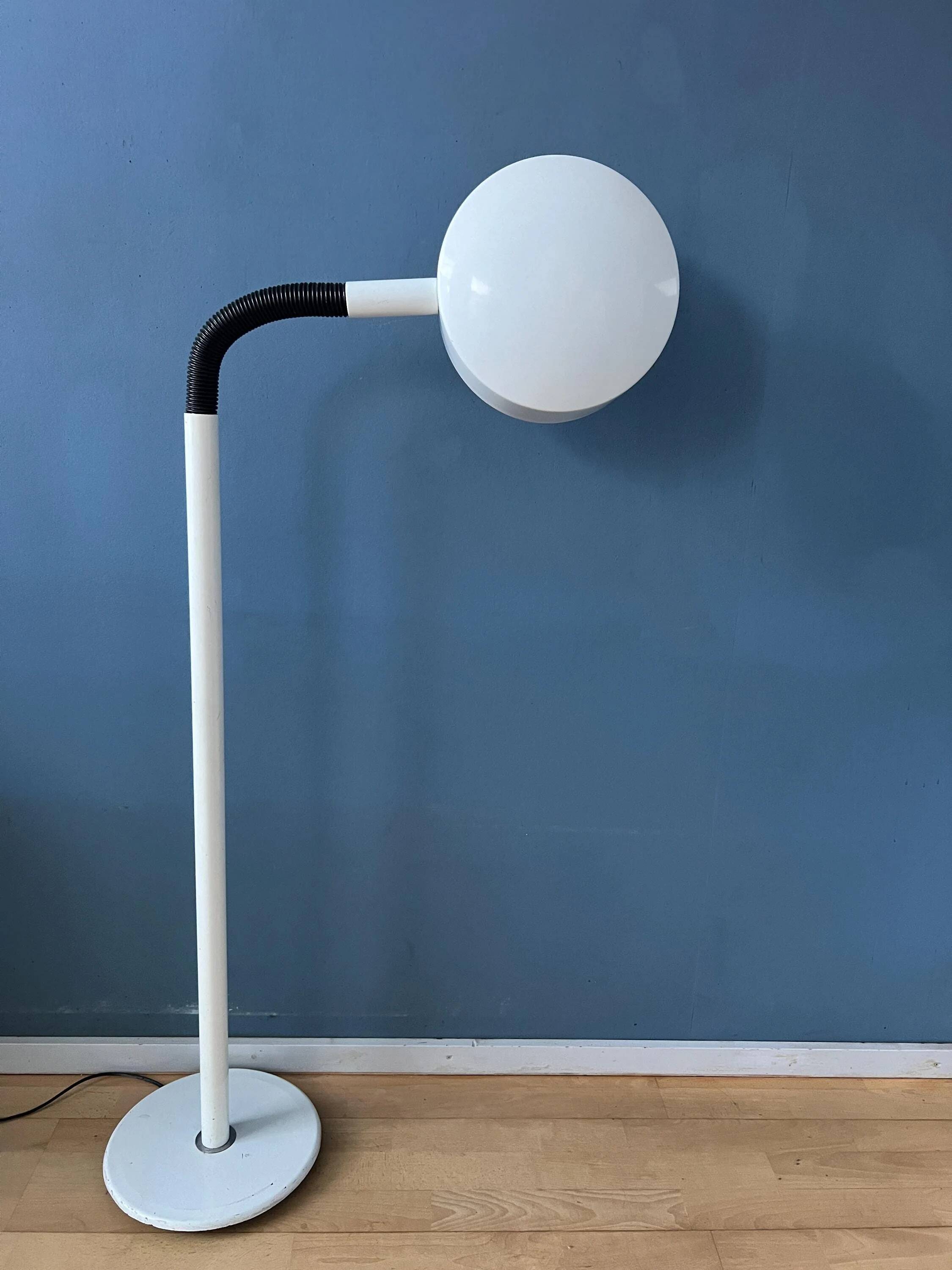 Vintage Space Age floor lamp in white metal Hala