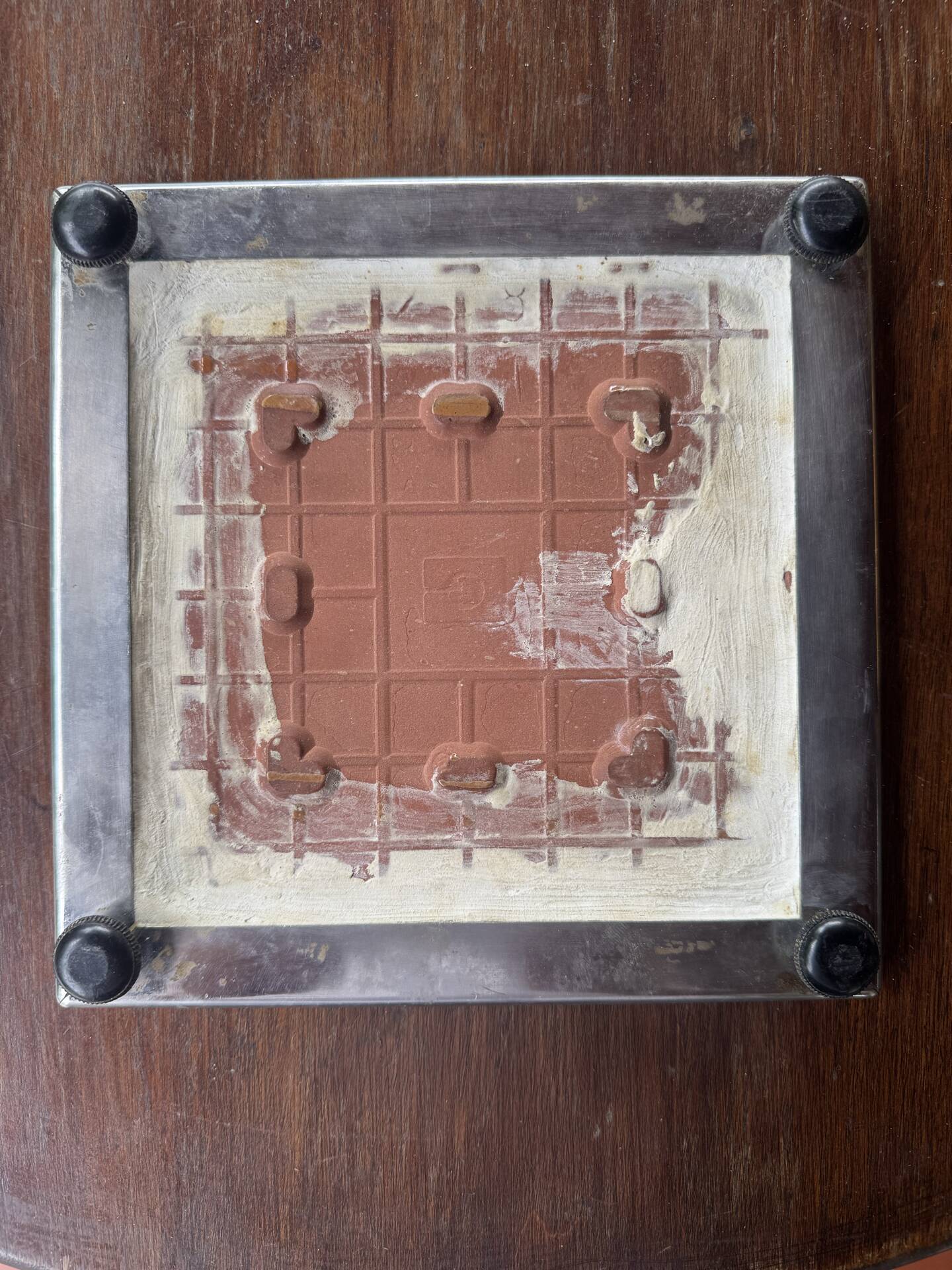 Vintage enamelled ceramic trivet – 1970s – Abstract decor