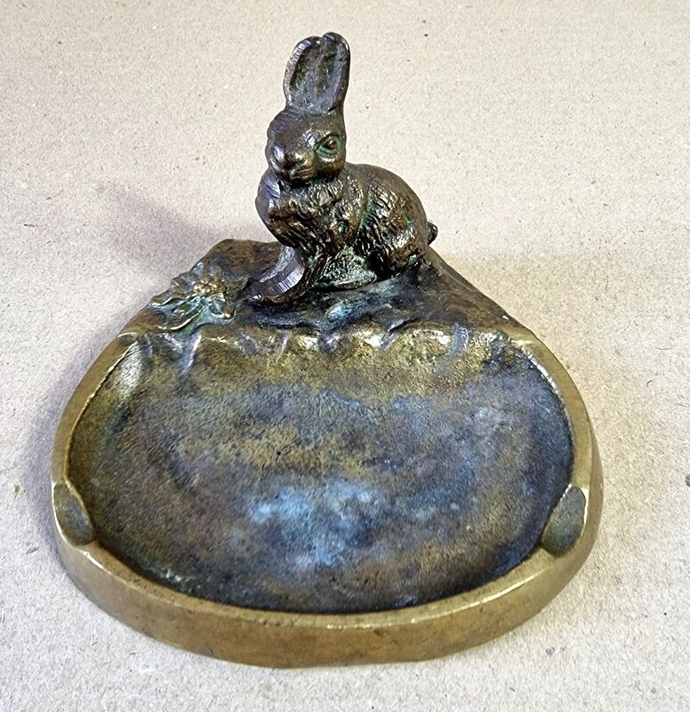 Rabbit brass ashtray
