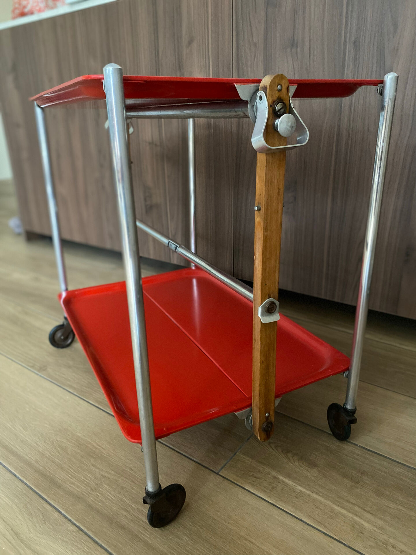 Service trolley rolling table Platex Textable red 70s Space Age