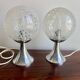 Pair of Mid-Century Chrome Table Lamps with Frosted Globe Shades – Space Ag