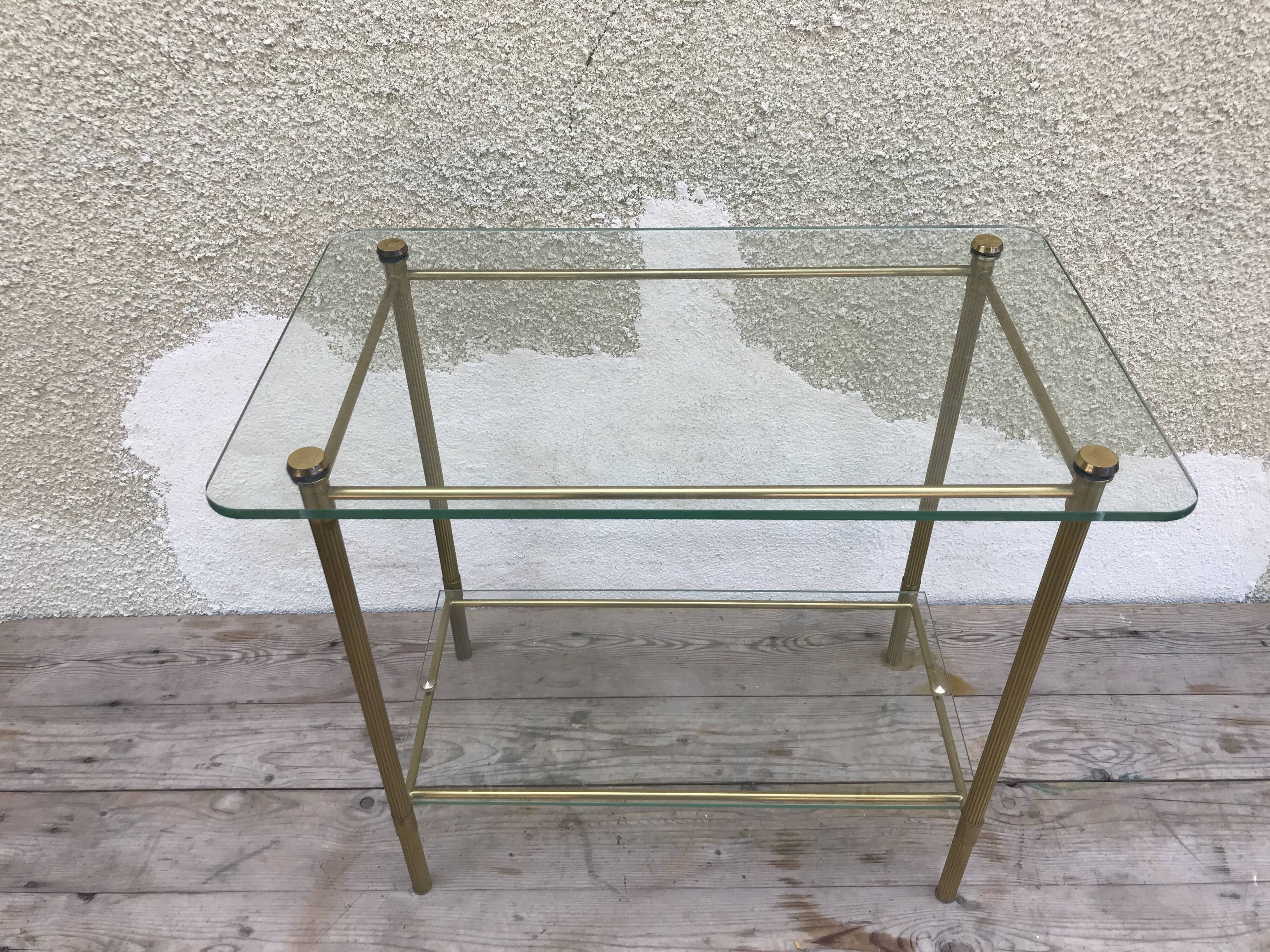 Coffee table brass and glass, 70s