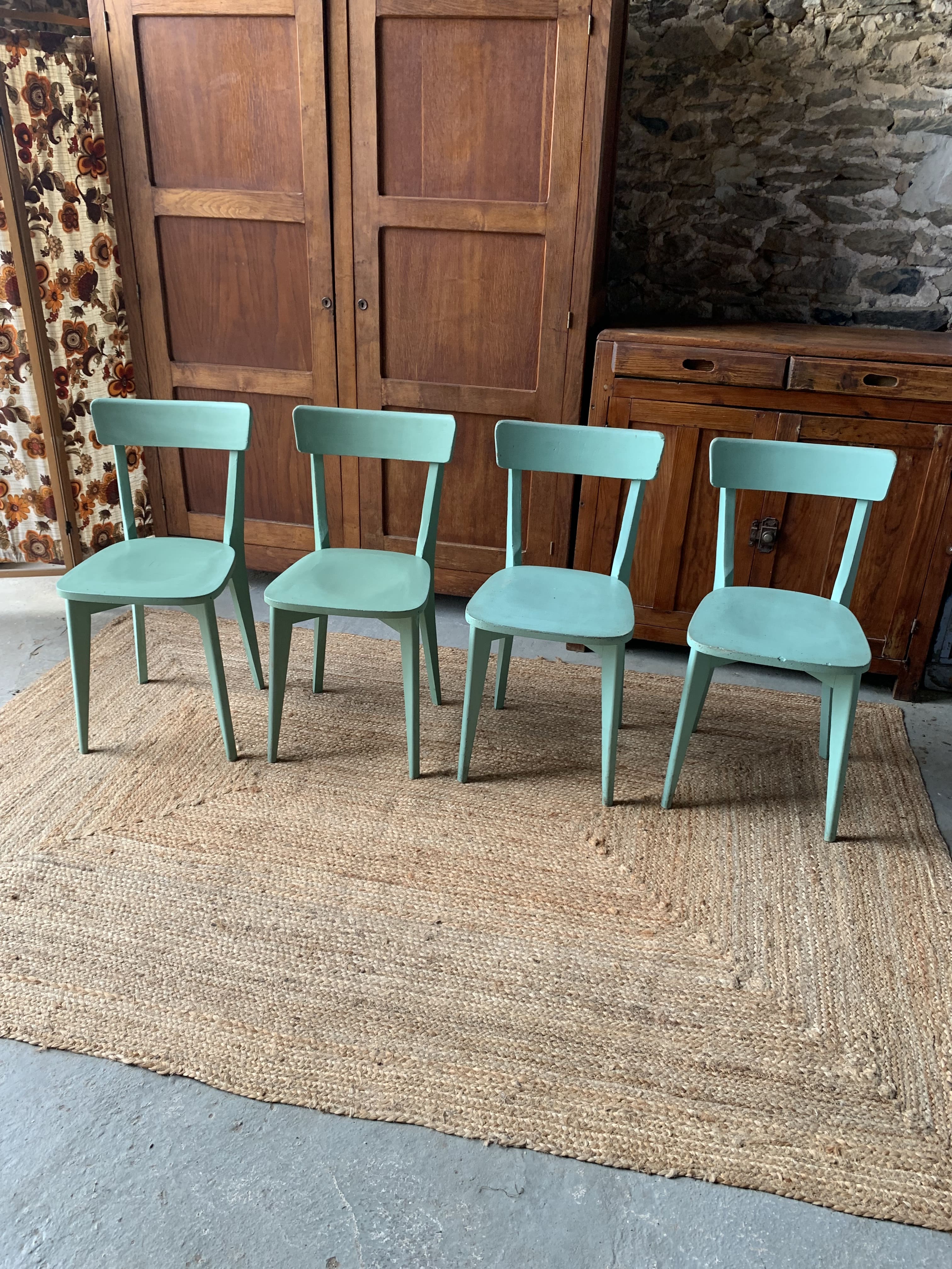 Lot de 4 chaises bistrot vertes